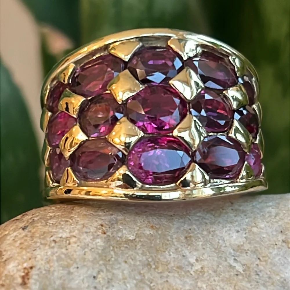 18k gold l Sapphire snd ruby band - Picture 5 of 11